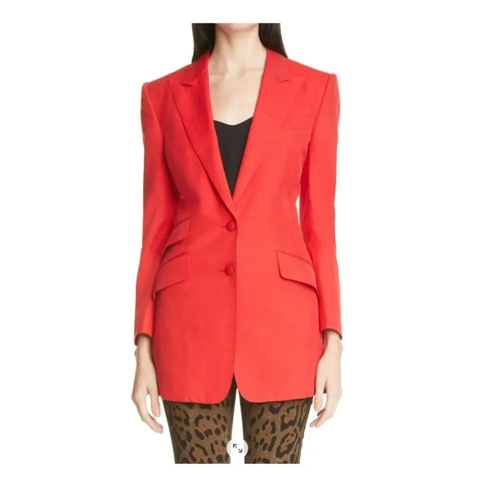 Dolce & Gabbana Silk Blend Single‎ Breasted Blazer Women Size 46/10 Red NEW